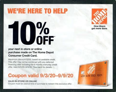 home depot card promo.